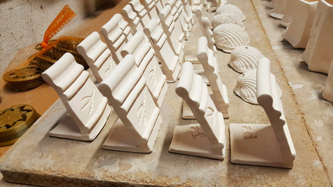 Glaze test tiles made by Relyef dies after bisque firing