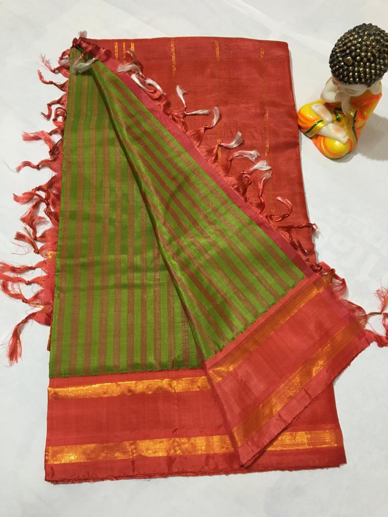 Vazhai pattu saree with checked pattern