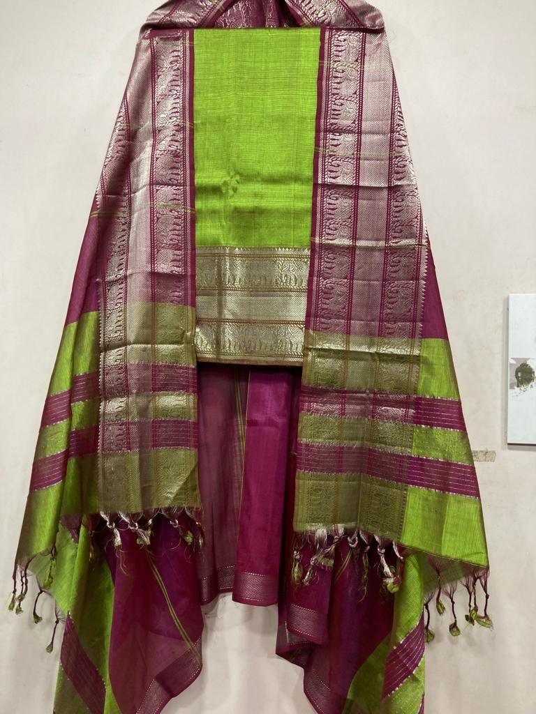 Buy JVN Handlooms Pochampally Ikat Unstitched Pattu Cotton Dress Material  for Womens Online at Best Prices in India - JioMart.