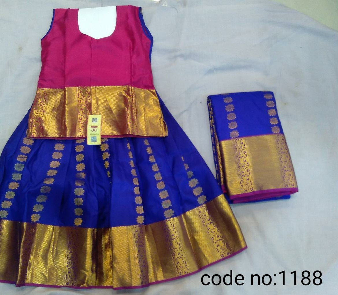 0 to 16 age pure silk skirt and top with matching saree for mom ...