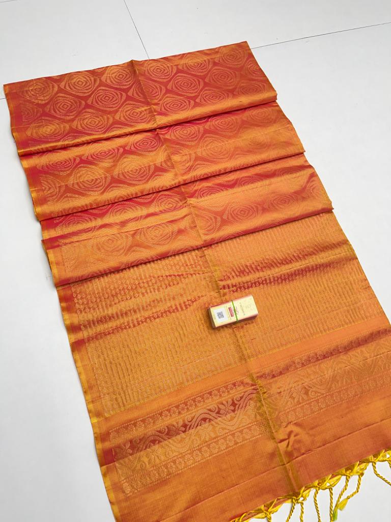 Solid Color Art Silk Saree in Red : SJRA4180