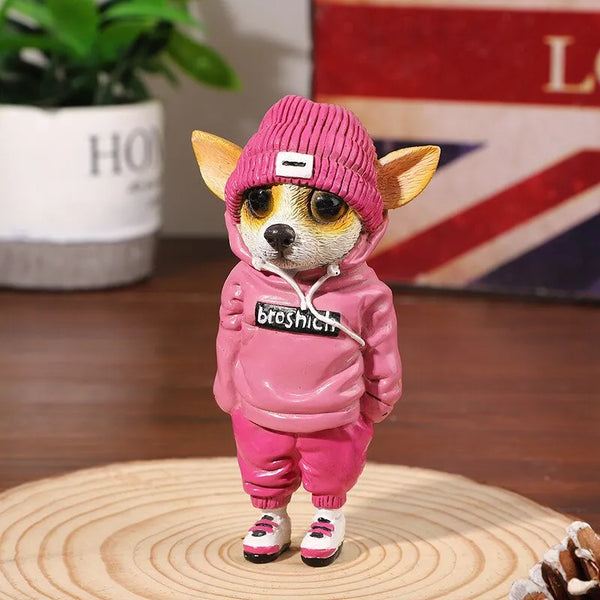 Kawaii Resin Standing Dog Statue Chihuahua Dogs Figurines Home Decor Office Living Room Desk Decoration - IHavePaws