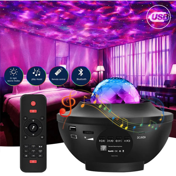 Colorful Starry Projector Galaxy Night Light with Bluetooth Music Player - IHavePaws