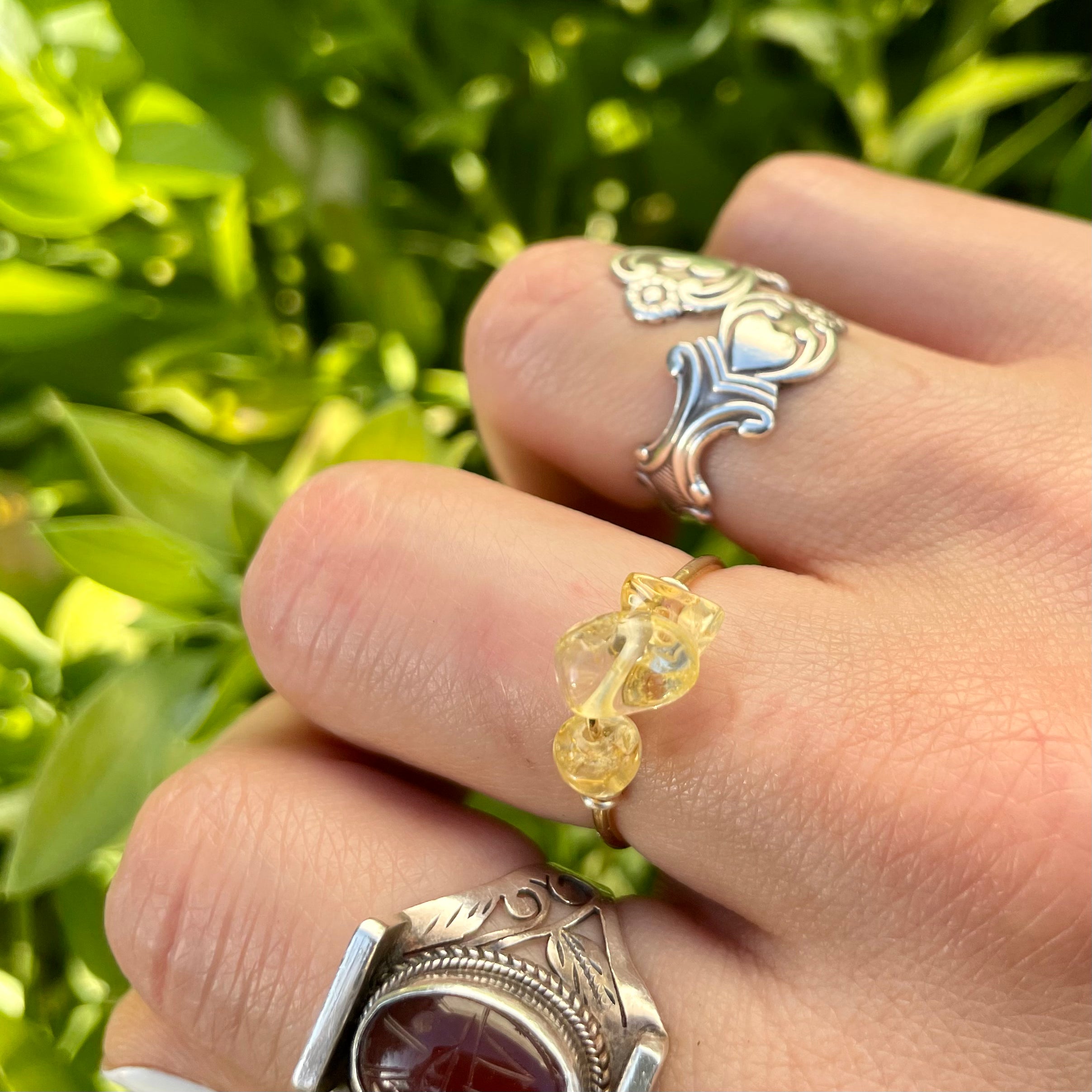 Citrine Adjustble Size Brass Ring