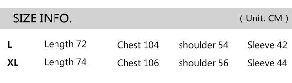 "Kensei" Noragi Techwear size chart