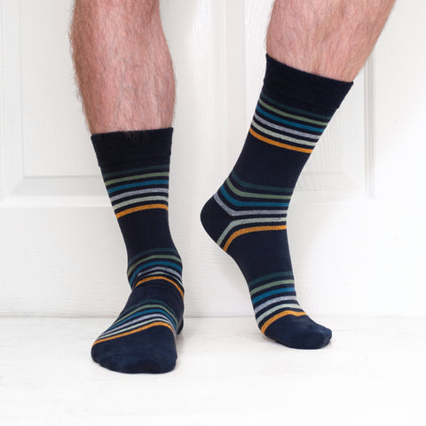 Multi stripe comfort welt socks