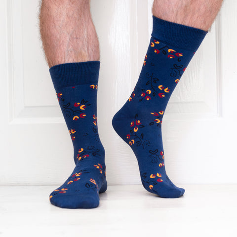 Organic Cotton - Disty Flower socks in denim