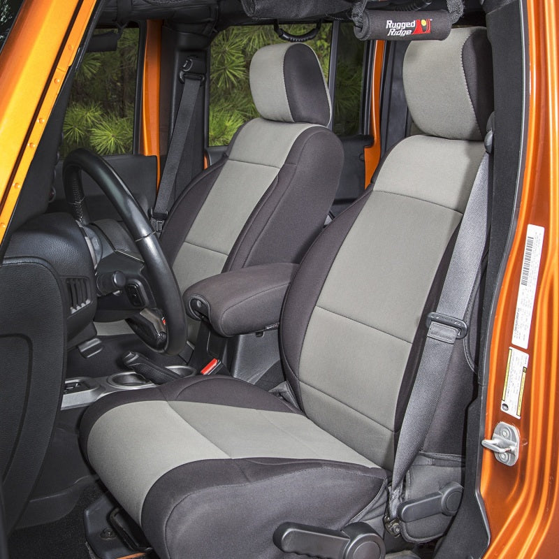 Rugged Ridge Seat Cover Kit Black/Gray 07-10 Jeep Wrangler JK 2dr – ESP  Truck Accessories