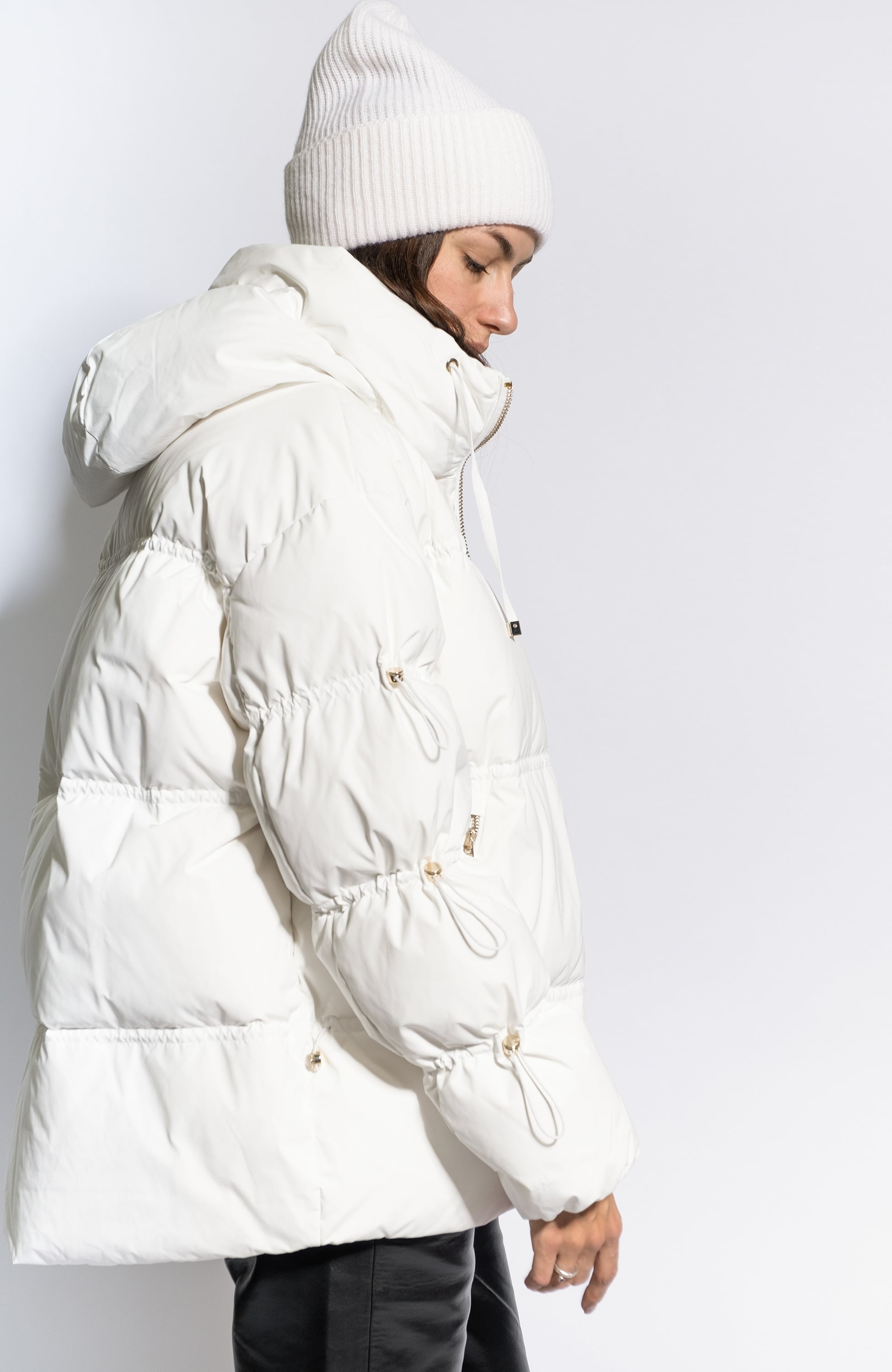 Drawstring Waist Puffer Jacket DUNO