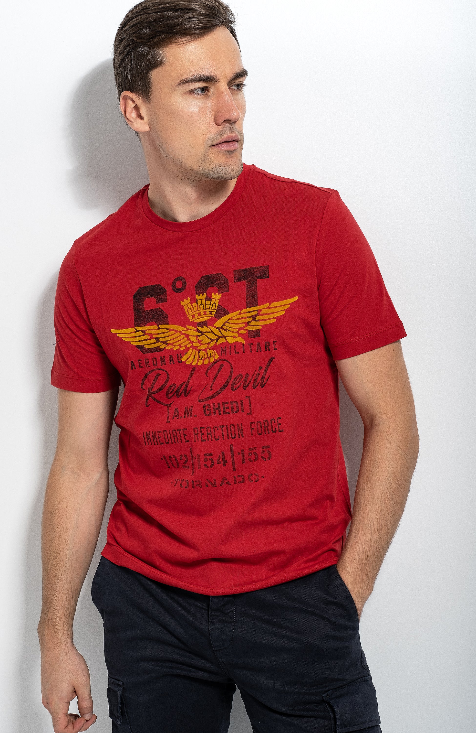 Flock Print T Shirt for Men AERONAUTICA MILITARE