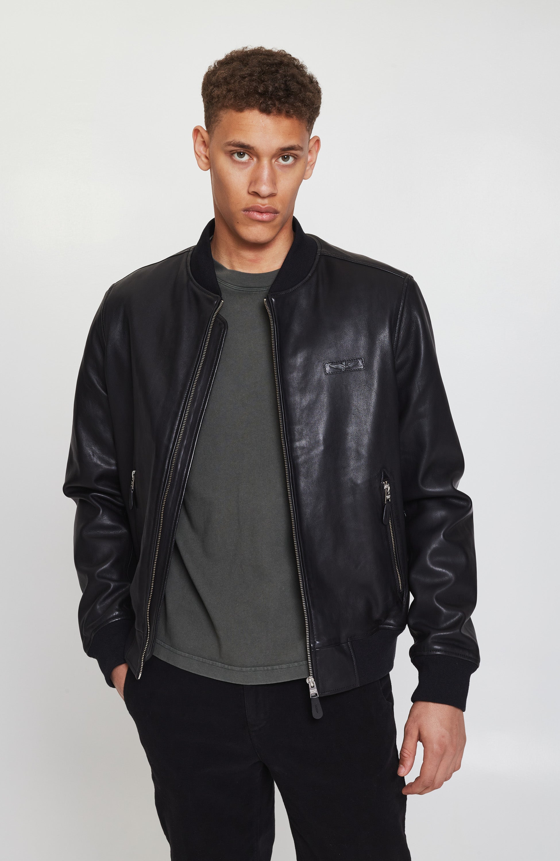 Mens Black Bomber Jacket DIRK BIKKEMBERGS