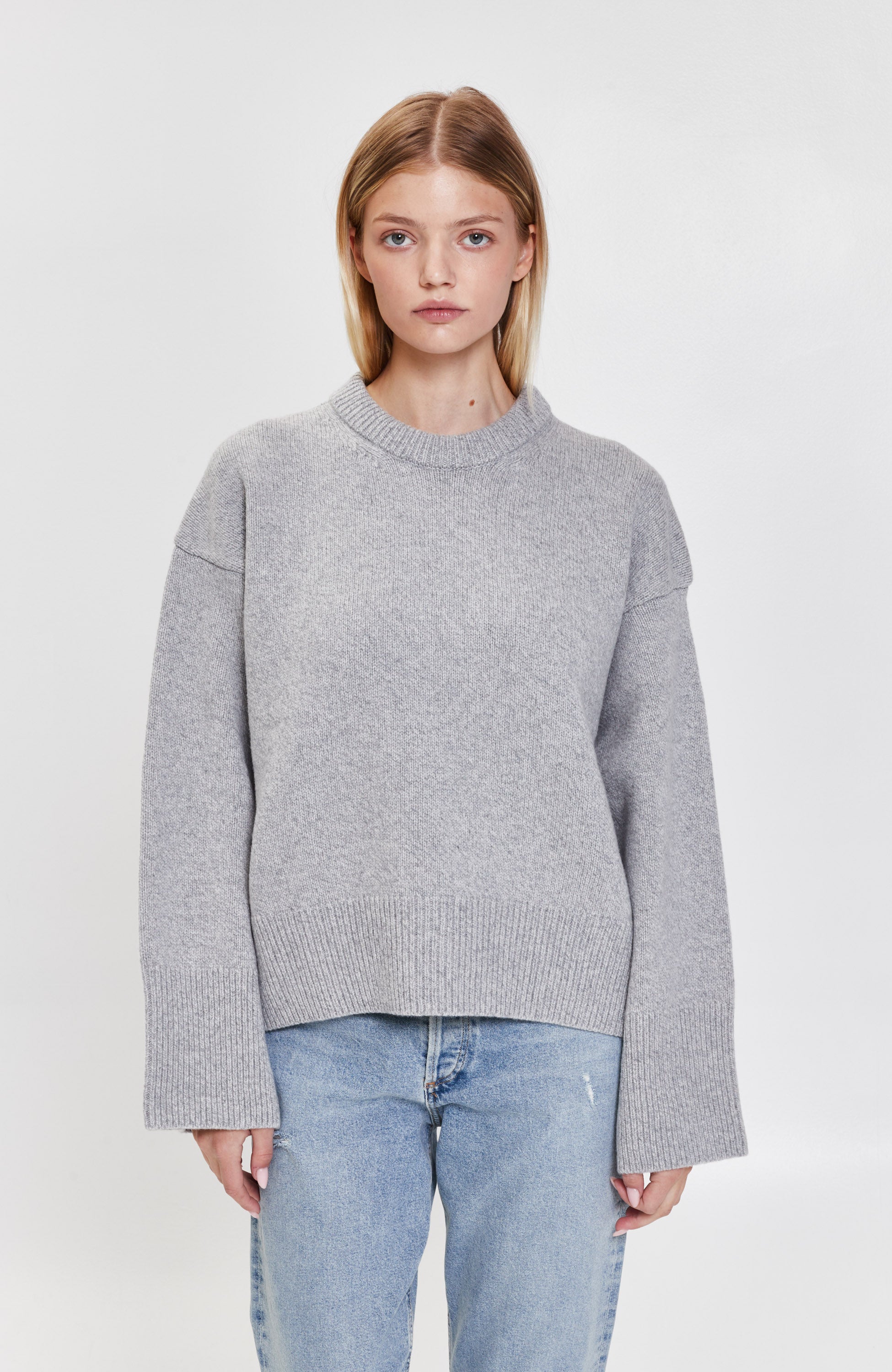 Wool roundneck sweater MAZZY– BEIGE BROWN