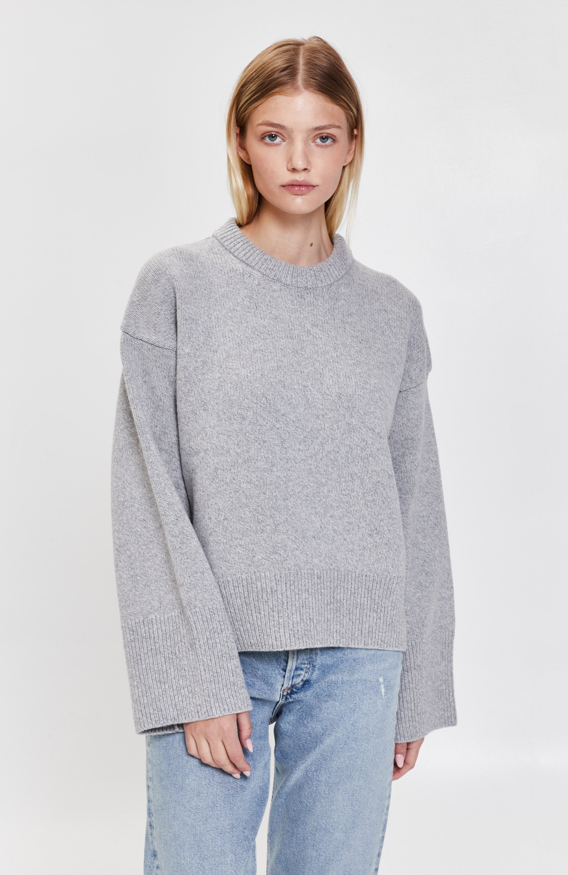 Wool roundneck sweater MAZZY– BEIGE BROWN