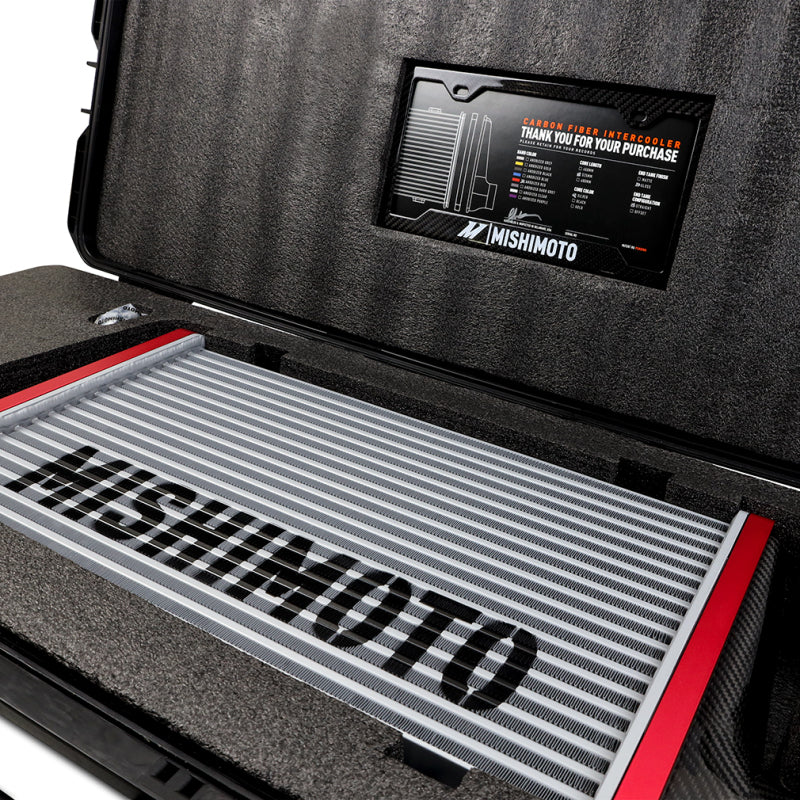 Mishimoto Universal Carbon Fiber Intercooler   Matte Tanks   600mm Gold Core   C Flow   BK V Band