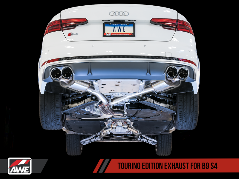 AWE Tuning Audi B9 S4 Touring Edition Exhaust   Non Resonated (Silver 102mm Tips)
