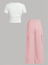 Niños, Ropa Niñas (13-16), Conjuntos para chicas adolescentes, Conjuntos de camisetas para adolescentes, 31521225, Rosa Pálido
