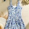 Ropa de Mujer, Ropa de Playa para Mujer, Bañadores de una pieza para Mujer, 34458937, Azul y blanco