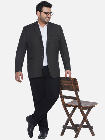 aLL - Plus Size Men's Regular Fit Black Colored Solid Formal Blazer