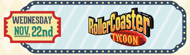 New RollerCoaster Tycoon merch coming Wednesday Nov 22nd at Fangamer.eu