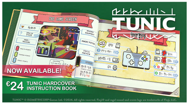 TUNIC Hardcover Instruction manual now available at Fangamer.eu