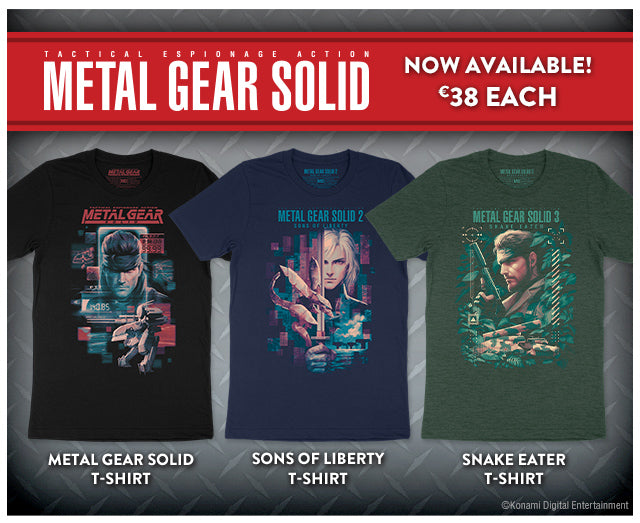 Metal Gear Solid shirts now in stock at fangamer.eu
