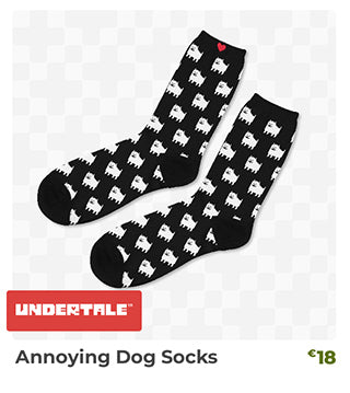 UNDERTALE Annoying Dog Socks are back in stock at fangamer.eu