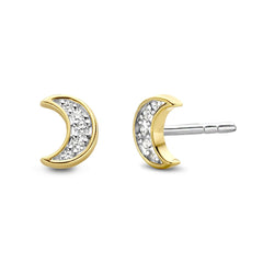 Ti Sento Cubic Zirconia Crescent Moon Stud Earrings