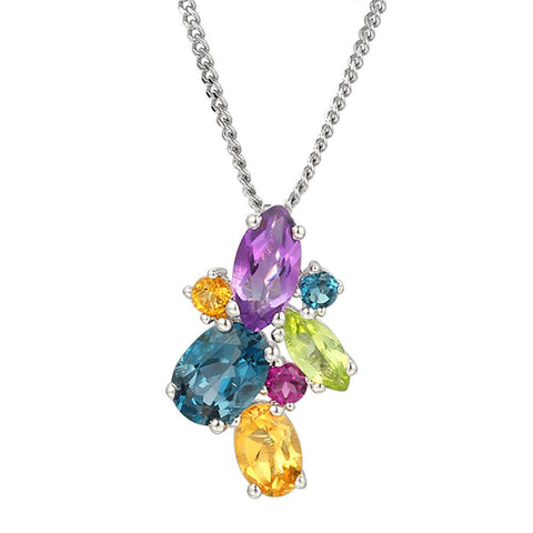 Amore Silver Rainbow Cocktail Necklace