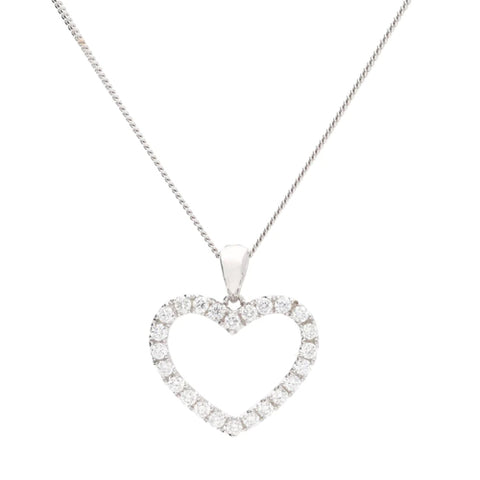 Open Heart Diamond 0.40ct 18ct White Gold Pendant
