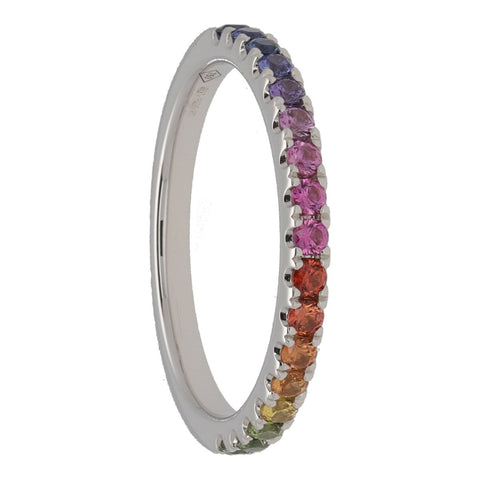 Rainbow Sapphire 18ct White Gold Half Eternity Ring