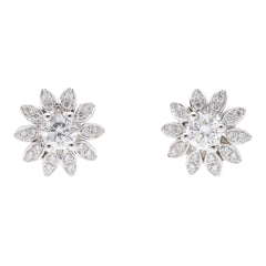 Diamond 18ct White Gold Flower Stud Earrings