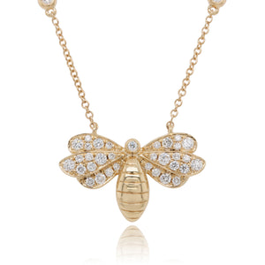 Diamond Set 18ct Yellow Gold Bee Necklace