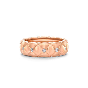 Fabergé Treillage Brushed Rose Gold & Diamond Set Ring