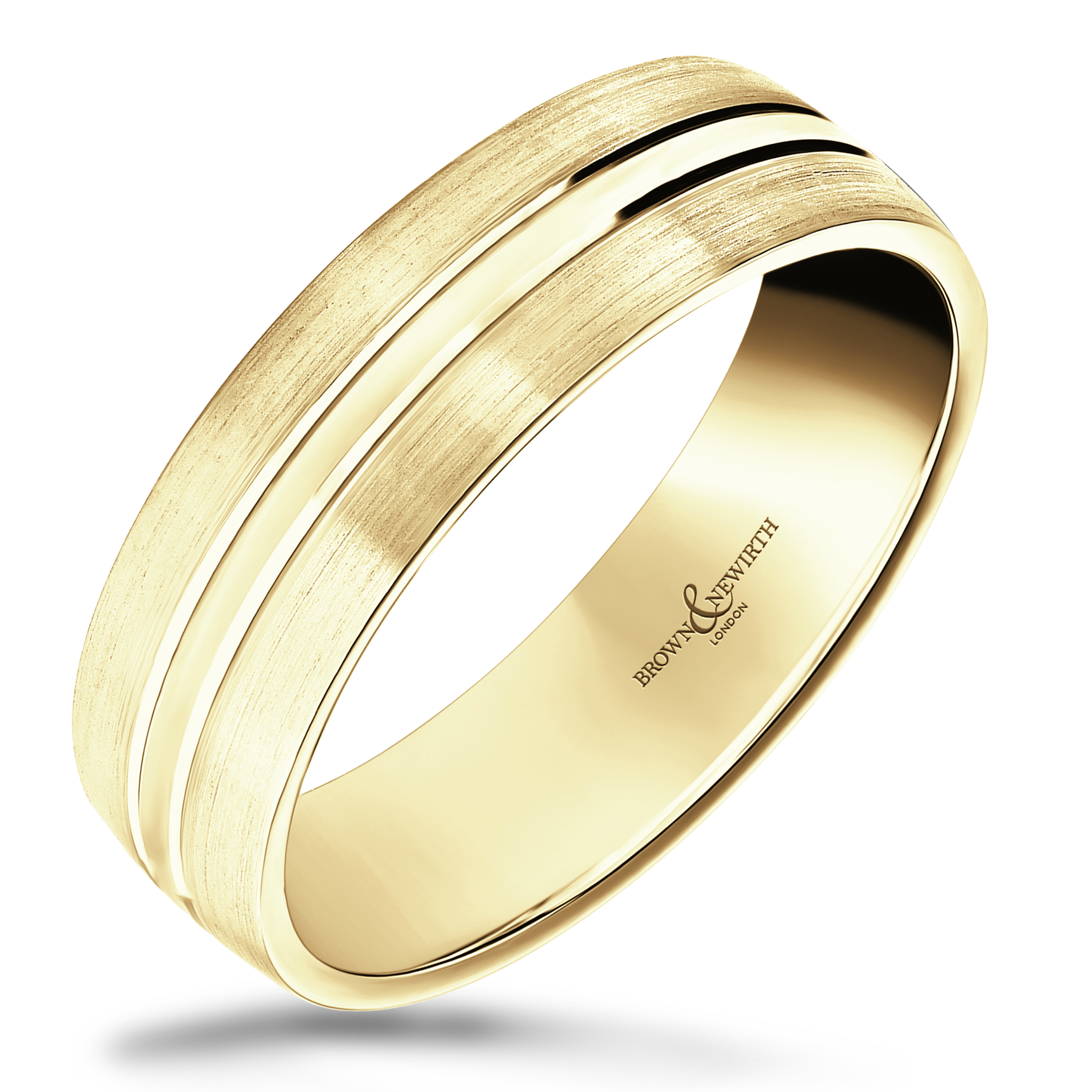 5mm Neptune 18ct Yellow Gold Patterned Wedding Ring by Brown & Newirth ...
