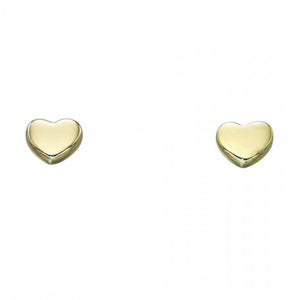 9ct Yellow Gold Heart Stud Earrings