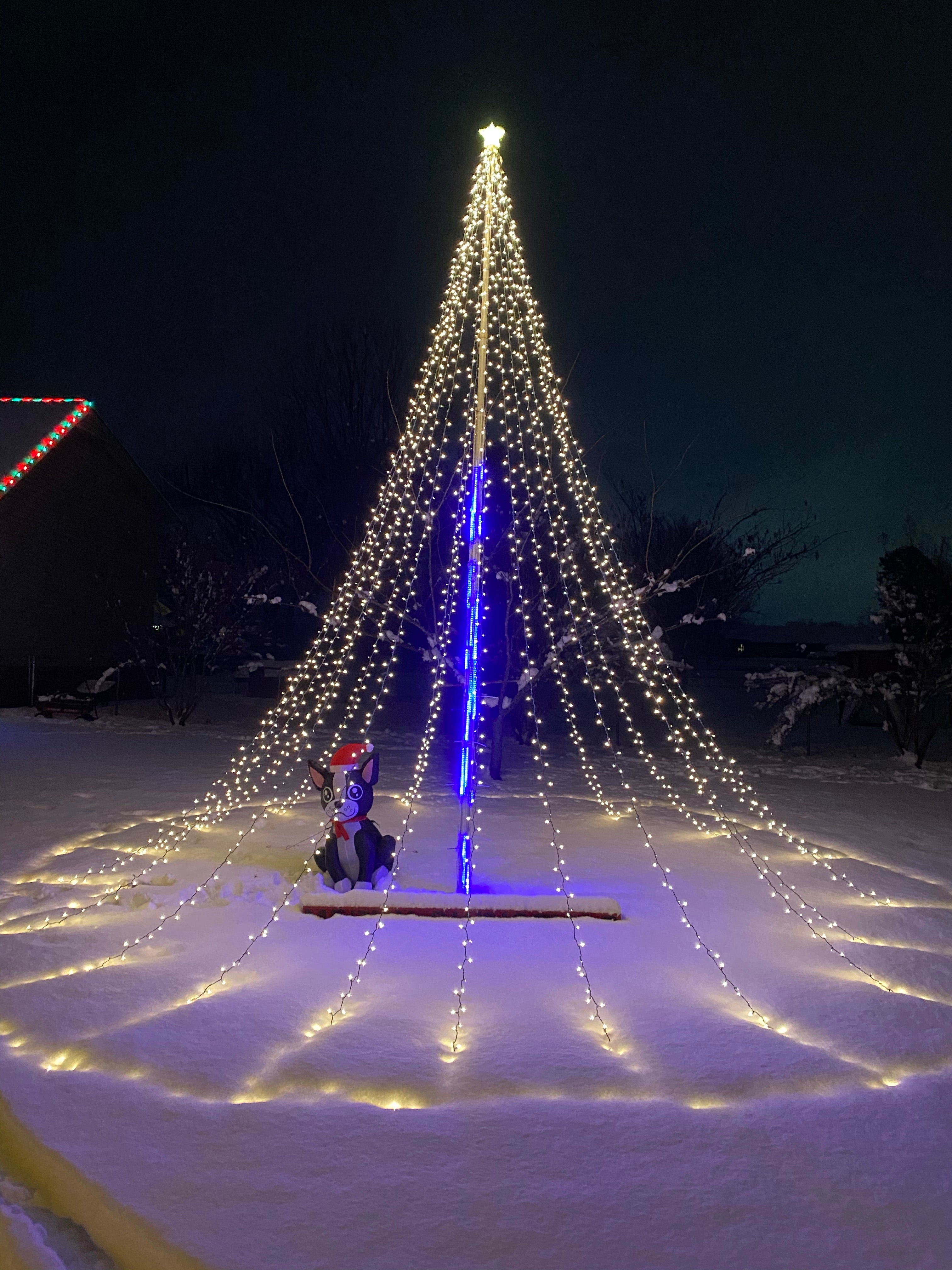 flag pole christmas tree lights