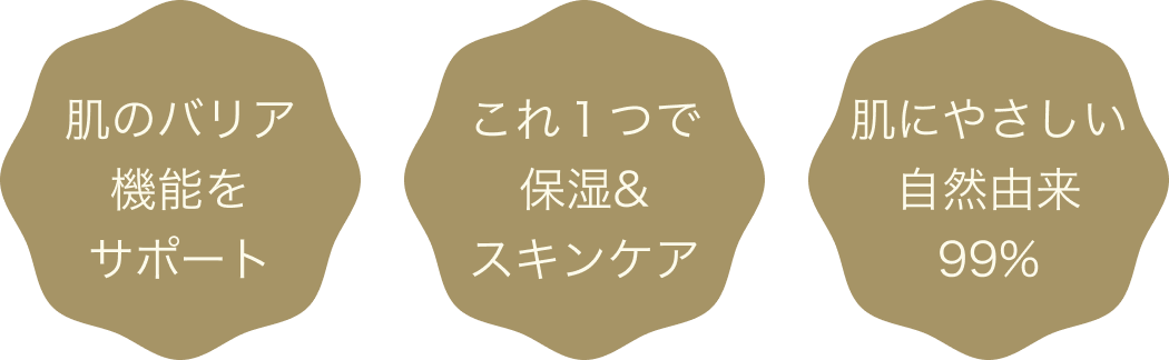 肌のバリア機能をサポート、これ１つで保湿&スキンケア、肌にやさしい自然由来99%