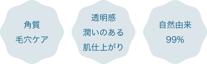 角質 毛穴ケア、透明感 潤いのある 肌仕上がり、自然由来 99%