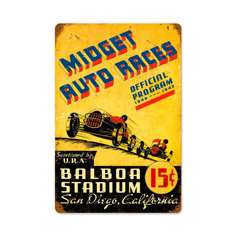 Midget Auto Races Vintage Sign