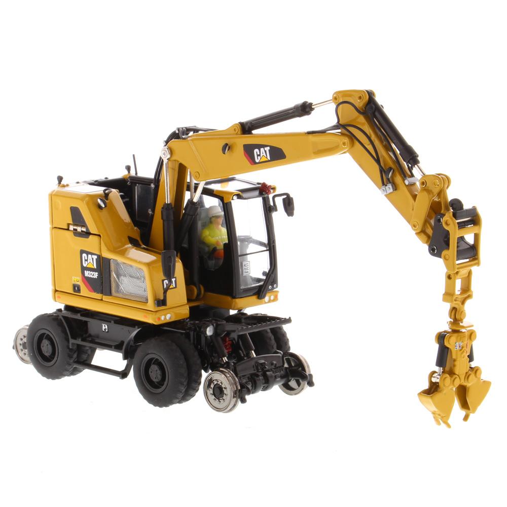 1:87 Cat® M323F Railroad Wheeled Excavator, Cat® Yellow with 3