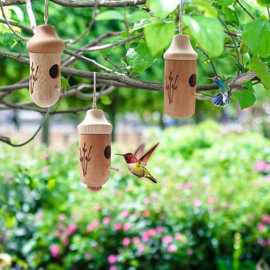 WNJD Maison pour colibri - Maison en bois pour colibri à suspendre à  l'extérieur, 2/3 maisons pour colibris pour l'extérieur pour nidifier (3  pièces/1