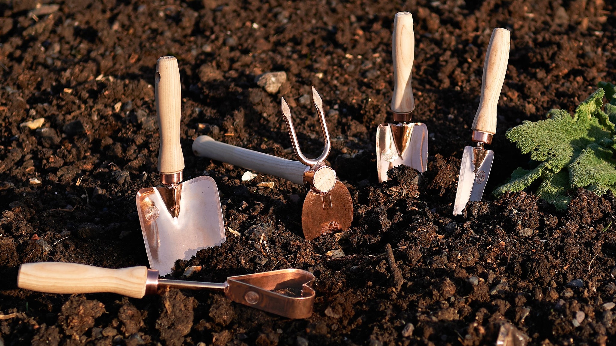 Copper tools, including trowels, hoes and weeders