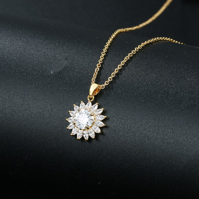 Collar de Girasol de Cristal en Oro y Plata – Unique Joyas