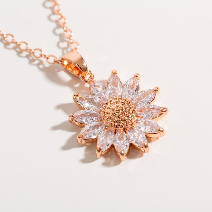 Collar de Girasol de Cristal en Oro y Plata – Unique Joyas