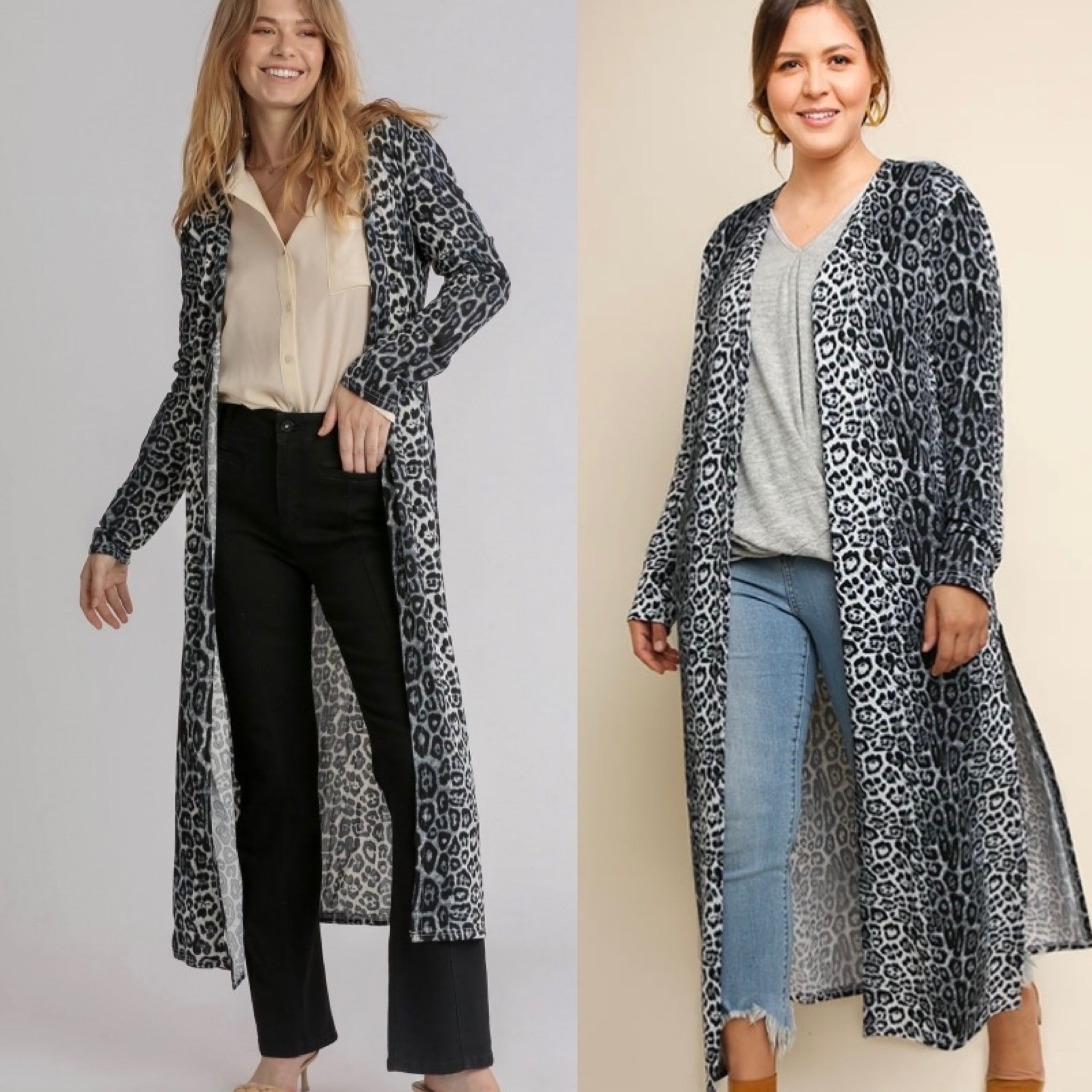 Jaguar Print Open Cardigan