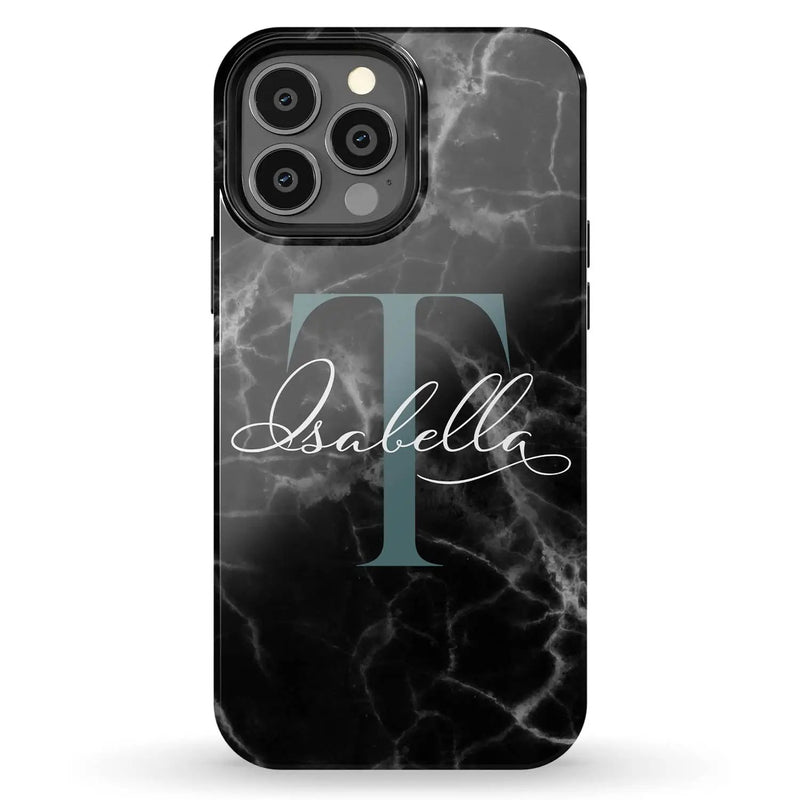 Personalised Marble Monogram Phone Case For iPhone 15 Pro Max 14 13 Mini 12  11