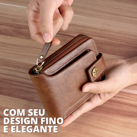 Carteira masculina em couro - Comprar em Dona Fulô