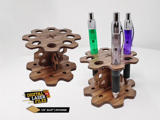 Gear Shaped Pen Stand – Glowforge Shop