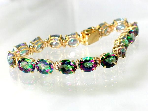 B003, 55+ cts Mystic Fire Topaz, Gold Bracelet