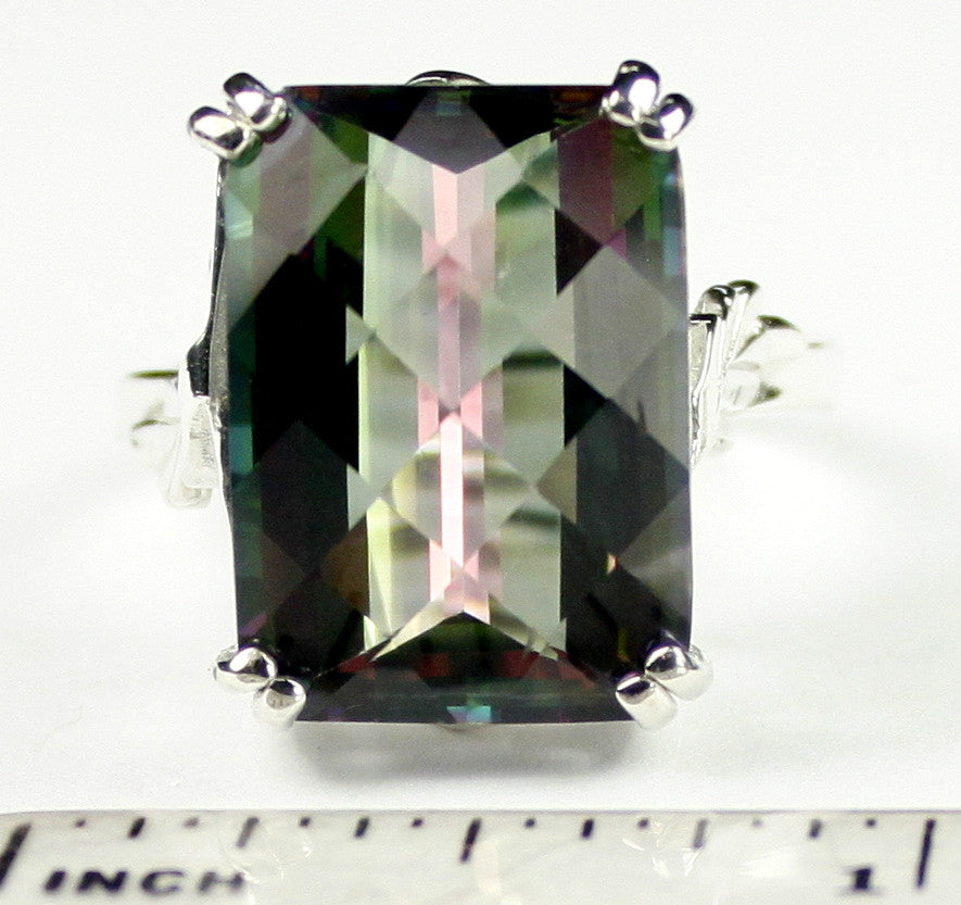 SR039, 15ct Huge Mystic Fire Topaz set in a Sterling SIlver Ring